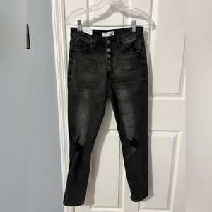 NWT Size 28 Black Jeans. Button front, stretch.